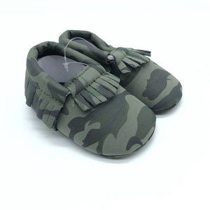Romirus Baby Boys Moccasins Soft Sole Slip On Fringe Camouflage Green Size 2